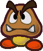 The sprite of a Goomba from Paper Mario: The Thousand-Year Door.