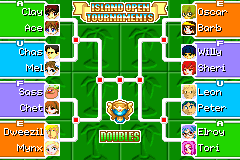 The Island Open Doubles Bracket in Mario Tennis: Power Tour.