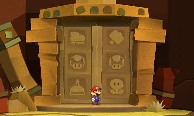 First six paperization spots in Drybake Desert of Paper Mario: Sticker Star.