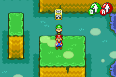 First Block in Chucklehuck Woods of Mario & Luigi: Superstar Saga.