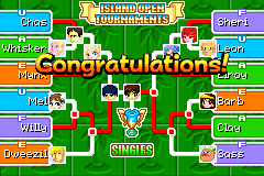 The Final Island Open Singles Bracket in Mario Tennis: Power Tour.