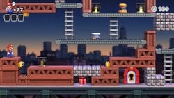 Screenshot of Expert level EX-16 from the Nintendo Switch version of Mario vs. Donkey Kong