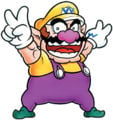 Wario striking his victory pose