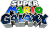 The official Japanese wordmark for Super Mario Galaxy. 'Please note that it while this wordmark may bare a superficial resemblance to the English logo, there is stylized white katakana text underneath the word "galaxy" that may be difficult to see in some displays. This is not present in western releases of this logo.