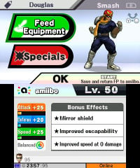 Customizing an amiibo in Super Smash Bros. for Nintendo 3DS.