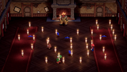 A Super Mario Party minigame involving lighting candles.