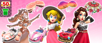 The Team Peach Pipe from the May 2022 Peach vs. Bowser Tour in Mario Kart Tour