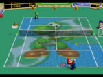 Yoshi court in the game Mario Tennis (Nintendo 64).