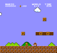 World 1-1 in the 25th Anniversary Edition of Super Mario Bros. This edition was bundled with specially-marked Japanese and Australian Wii consoles, in which the question mark on the ? Blocks was changed to display the number "25".