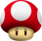 Artwork of a Super Mushroom from New Super Mario Bros.; also reused for the Dash Mushroom in Mario Kart Wii.