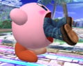 Kirby inhaling Mario in Super Smash Bros. Brawl