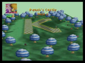 The second hole of Peach's Castle from Mario Golf (Nintendo 64)