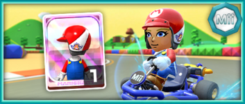 The Mario Mii Racing Suit from the Mii Racing Suit Shop in the 2022 Mii Tour in Mario Kart Tour