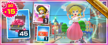 The Peach (Vacation) Pack from the Amsterdam Tour in Mario Kart Tour