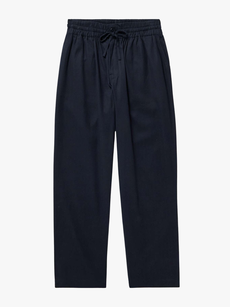 Vikram WideLeg Herringbone Cotton Drawstring Trousers