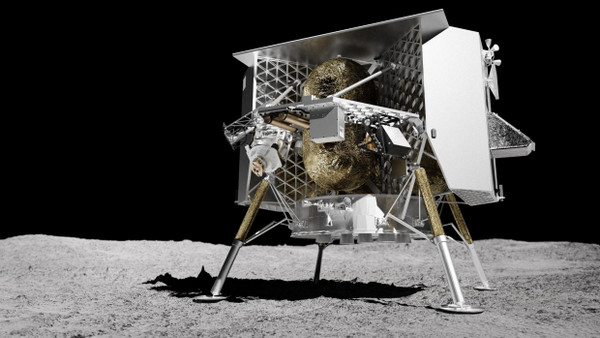 Visualisierung der Raumsonde „Peregrine“ auf dem Mond