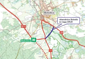 Obwodnica Bobolic w ciągu DK25 - mapa przebiegu