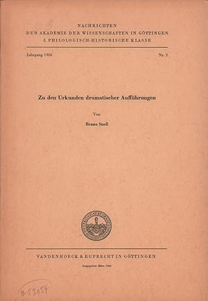 Bild des Verk�ufers f�r Zu den Urkunden dramatischer Auff�hrungen. zum Verkauf von Antiquariat Reinhold Pabel