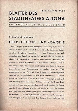 Bild des Verk�ufers f�r Bl�tter des Stadttheaters Altona. Spielzeit 1937/38, Heft 3. Intendant Dr. Paul Legband. zum Verkauf von Antiquariat Reinhold Pabel