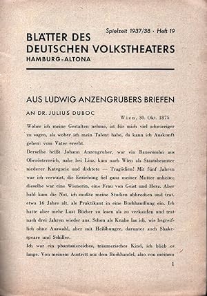 Bild des Verk�ufers f�r Bl�tter des Stadttheaters Altona. Spielzeit 1937/38, Heft 19. [Intendant Dr. Paul Legband]. zum Verkauf von Antiquariat Reinhold Pabel