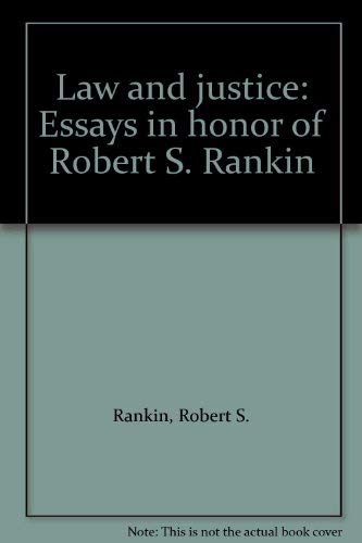 Beispielbild f�r Law and justice; essays in honor of Robert S. Rankin zum Verkauf von Hammer Mountain Book Halls, ABAA