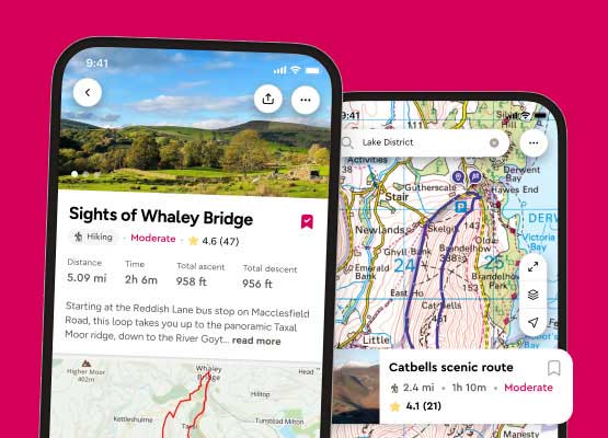 OS Maps showing app on a phone