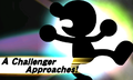 Mr. Game & Watch challenging the player in Super Smash Bros. for Nintendo 3DS.