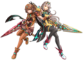 Mythra's Nia-inspired alternate costume (right).