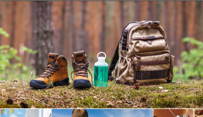 The cover of A Weighty Problem grade 5 teacher guide with a collage of pictures depicting hiking gear, girls in science class, a boy hiking and a scale with a water and powder mixture.