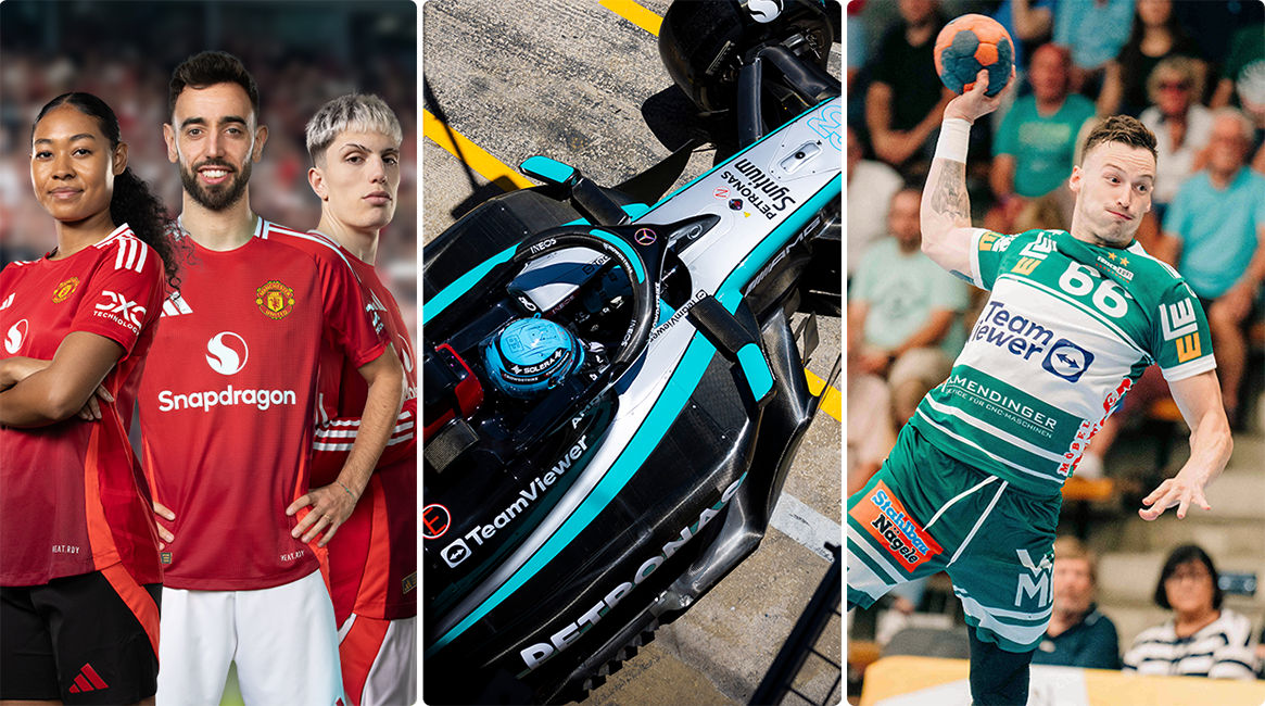 TeamViewer Sponsorship overview: Mercedes-AMG Petronas F1, Manchester United, and FRISCH AUF! Goeppingen