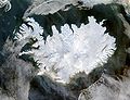 Iceland (native name: Island) seen from a satellite