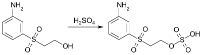 Thumbnail for File:Esterification 2-((3-Aminophenyl)sulfonyl)ethanol.svg