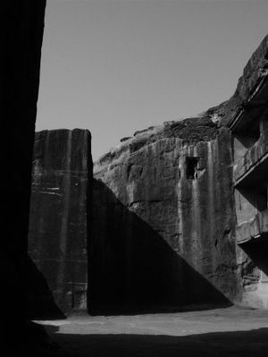 Ellora caves in Mahrashtra India are one of the finest examples of rock cut architecture. The kailasha temple features rich tectures and intricate carving in stone.