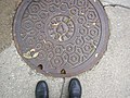 Utility access cover labelled Bell System in Minneapolis, Minnesota. Image taken 2008.