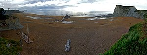 Panoramic of Arrietara or Sopelana beach, in Biscay, Basque Country