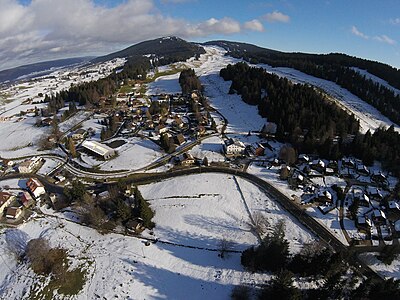 La Cure, a village north of Geneva, Switzerland. Aerial view (Photo vom 6. Dezember 2015)