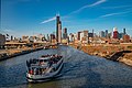 Chicago landscape with a boat