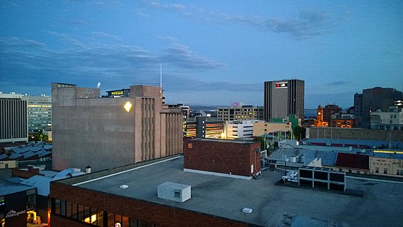 Hobart city centre at dusk