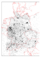 Coordinates of the german Wikipedia Created with postGIS and QGIS