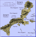 Map of US Kiska landings, August, 1943.