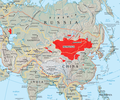 Map of the places where Mongolian people live and used to live.