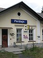 Čeština: Železniční budova na zastávce Perštejn v okrese Chomutov, kraj Ústecký Čeština: Train station Perštejn, Chomutov District, Ústí nad Labem Region, Czech Republic