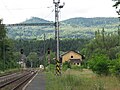 Čeština: Železniční trať u zastávky Perštejn v okrese Chomutov, kraj Ústecký Čeština: Railroad at the train station Perštejn, Chomutov District, Ústí nad Labem Region, Czech Republic