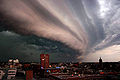 Rolling thunderstorm (Cumulonimbus arcus) photographed on July 17, 2004 in Enschede, The Netherlands.