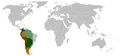 Dark Green: Colonized area in its maximum extension ca 1650. Light green: Theoretical extension at the moment of its creation in 1542. Dark Brown: The Viceroyalty in 1816. Light Brown: De jure extension in 1816.