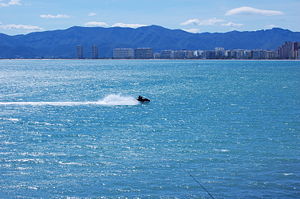 water motorcycle in the Cullera beach, city of the Valencian Community