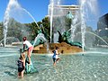 Kids at play in Swann Fountain.