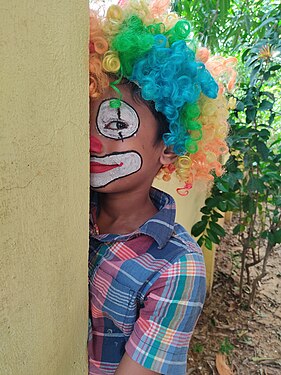 Half hidden clown