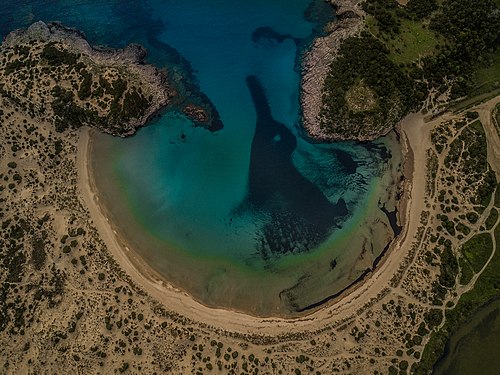 Air view of Voidokilia Beach in Messinia Photograph: Stelios tsikas