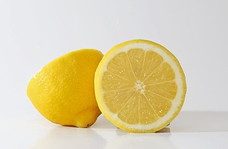 Yellow lemon cut in half